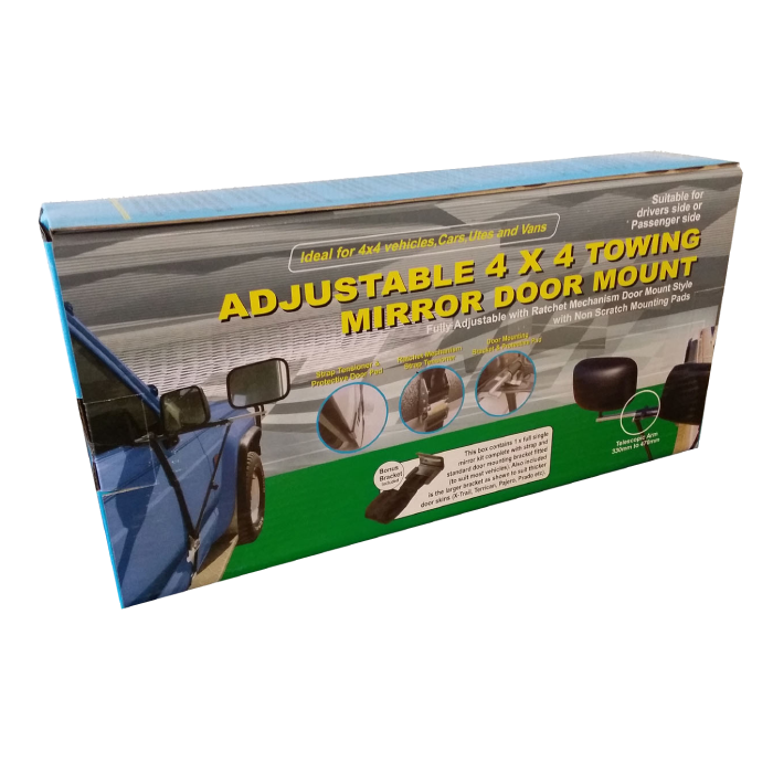 Premium Adjustable Towing Mirror 4x4 Door Mount with Bonus Bracket